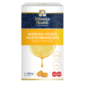 Manuka Health - Manuka Honig Hustenbonbons Zitrone Karton vorne