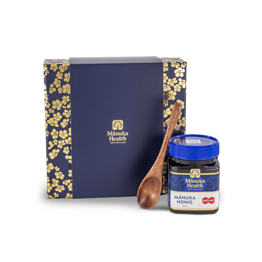 Geschenkset Mānuka Honig MGO 400+ 250g mit Holzlöffel