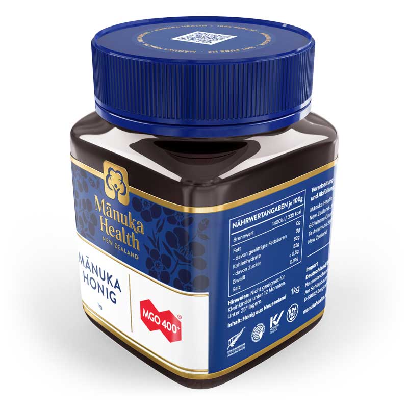 Manuka Health - Manuka Honig MGO 400+, 1kg Honigglas rechts vorne