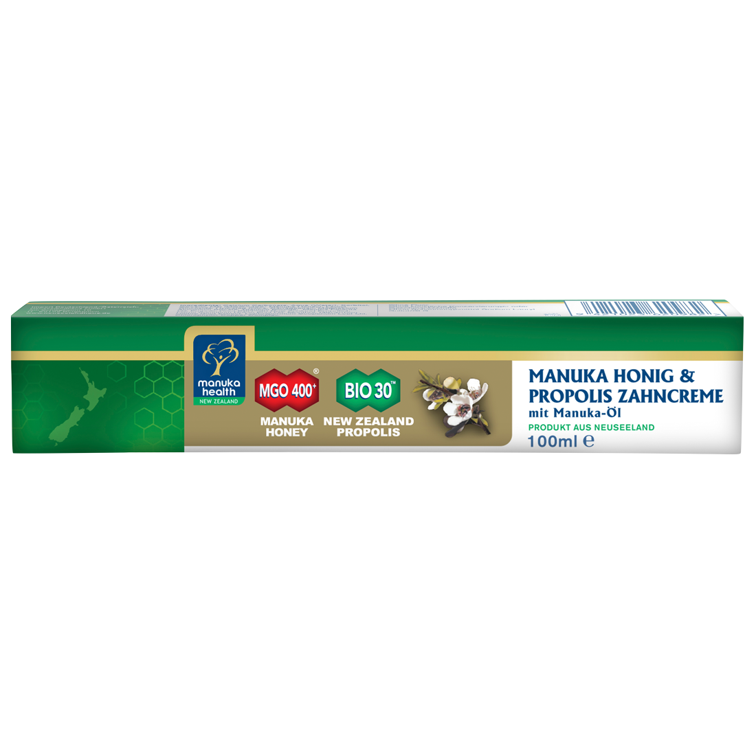 Manuka Health - Manuka Honig & Propolis Zahncreme MGO 400+ Karton vorne