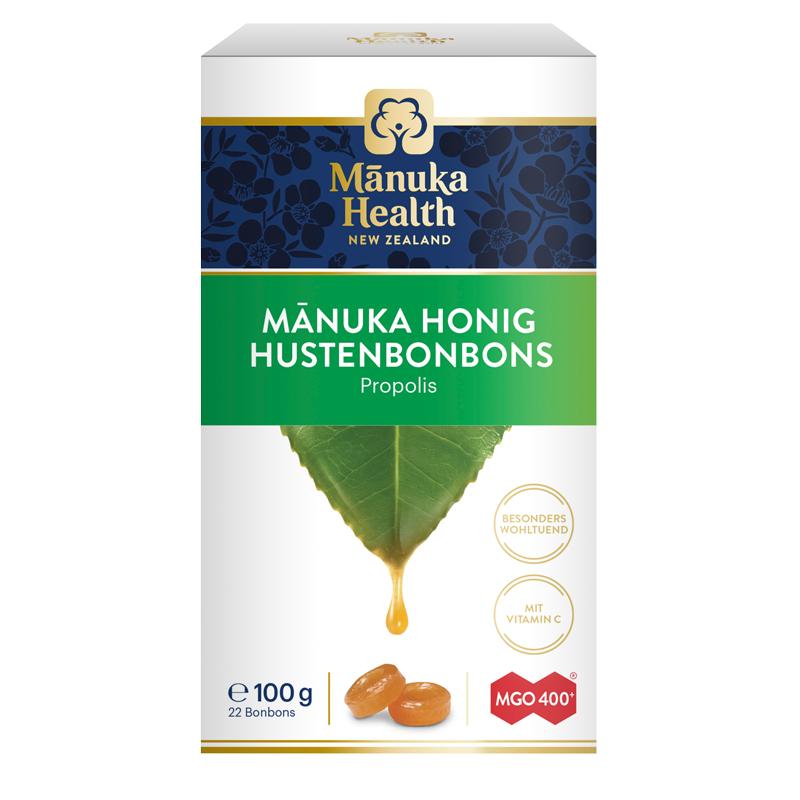 Manuka Health - Manuka Honig Hustenbonbons Propolis Karton vorne