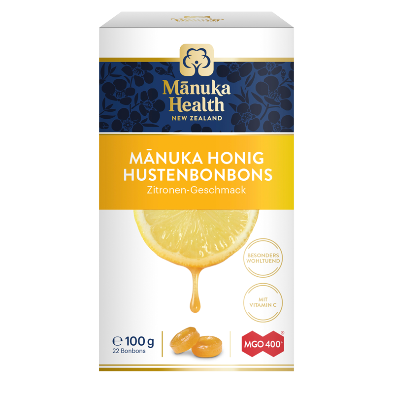 Manuka Health - Manuka Honig Hustenbonbons Zitrone Karton vorne